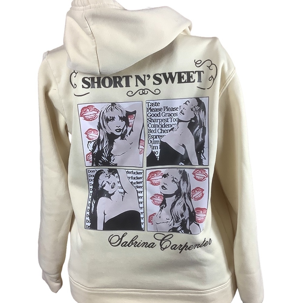 Sabrina Carpenter Graphic Hoodie Sweatshirt – Cream – Unofficial Fan Made-Small - Picture 3 of 7
